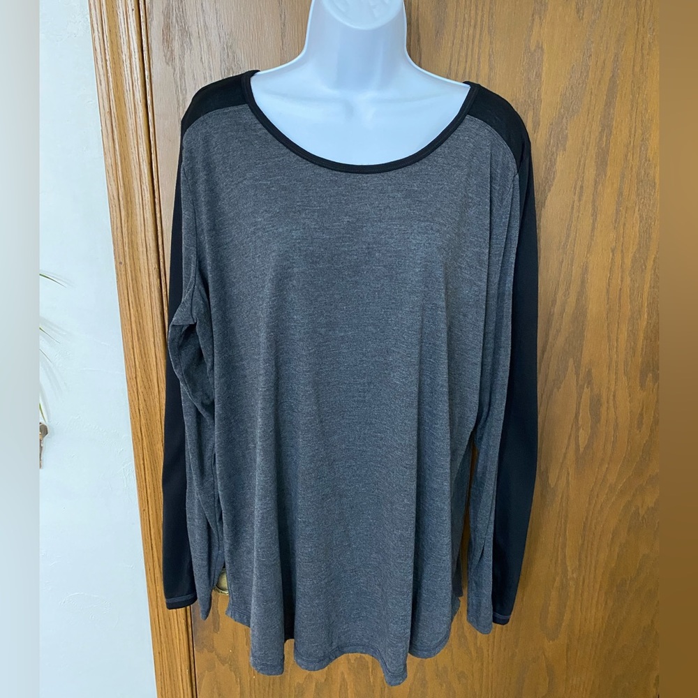 Women’s, Xersion, X-LARGE Tall, Gray & Black Ling Sleeve Tunic